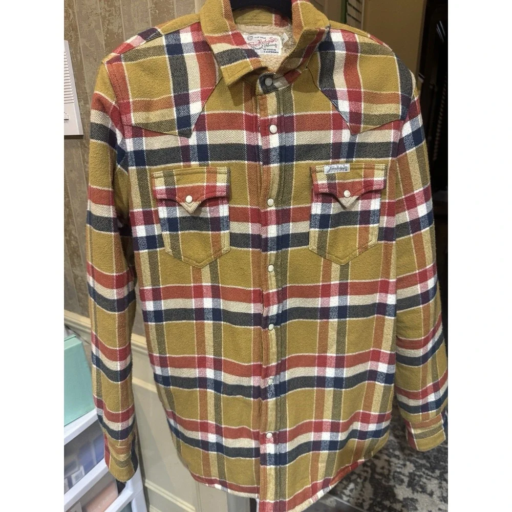 True Religion Fleece Pearl Snap Plaid Flannel Shacket Size XL Jacket Men's‎